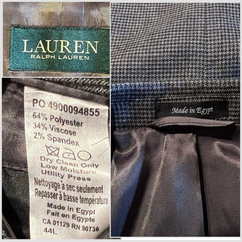 Ralph Lauren LRL 44L Steel Blue Gray Puppytooth Plaid Blazer Sport Coat - Picture 15 of 15